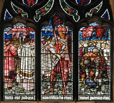 Edinburgh, St Giles Kathedrale, Morris & Co., Edward Burne-Jones, Josua, Überquerung des Roten Meeres, 1886, Mittelalterlicher Ritter von Edward Burne Jones